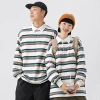 shibuyaelement Japanese streetwear brand men's striped lapel sweatshirt couple versatile casual sweatshirt jacket details Picture